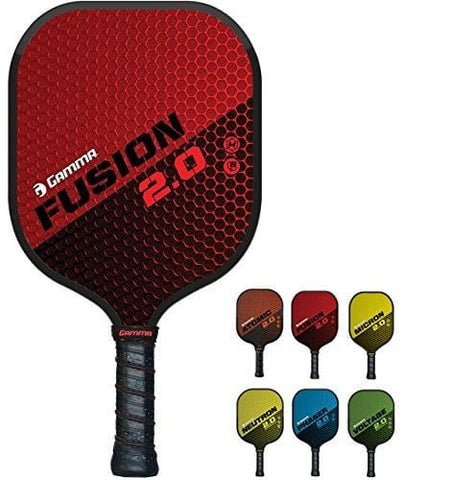 GAMMA Sports 2.0 Pickleball Paddles: Fusion 2.0 Pickleball Rackets - Textured Fiberglass Face - Mens and Womens Pickle Ball Racquet - Indoor and Outdoor Racket - Red Pickle-Ball Paddle - 8 oz