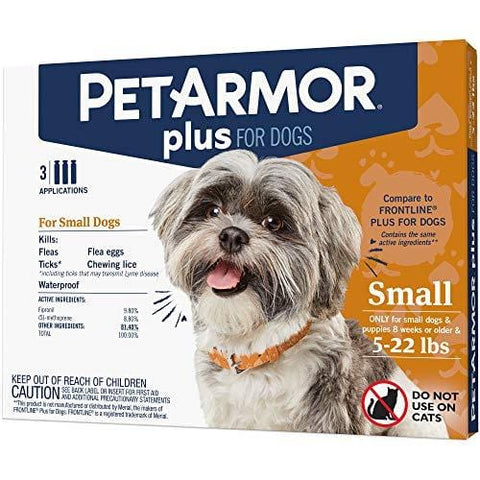 PetArmor Plus for Dogs, Flea and Tick Prevention for Small Dogs (5-22 Pounds), Includes 3 Month Supply of Topical Flea Treatments