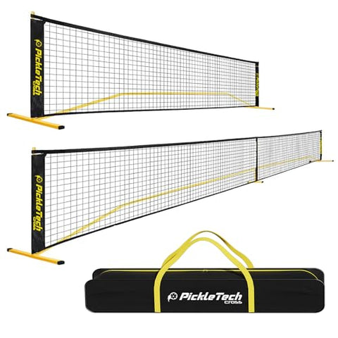 PICKLETECH 6.0 Cross Version Portable Pickleball Net Outdoor Game 22 FT Pickleball Nets-Half Court 11 FT Net-USAPA Regulation Size-Pickle Ball Net System with Carrying Bag for Court,Driveway,Backyards