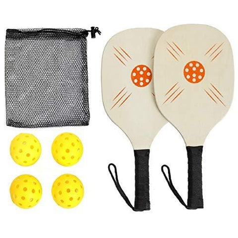 Win SPORTS Wooden Pickleball Paddle Set | Beginner Racket | Pickle Ball Paddles with 2 Paddles,4 Balls and 1 Carry Bag | Durable and Classic