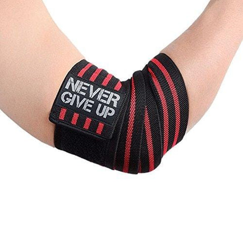 HYFAN Professional Elbow Wrist Wraps 40" Elastic Elbow Support for Weightlifting Workout Bodybuilding Gym Fitness (Red)