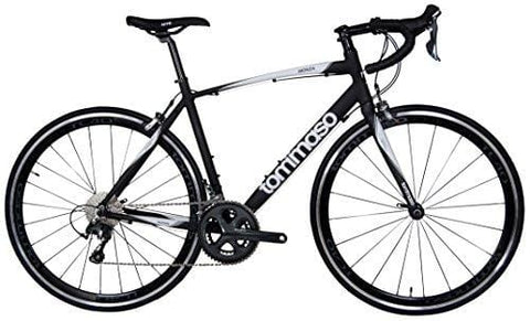 Tommaso Monza Endurance Aluminum Road Bike, Carbon Fork, Shimano Tiagra, 20 Speeds, Aero Wheels - Matte Black - Medium