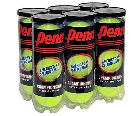 Penn Championship Tennis Balls - Extra Duty Felt Pressurized Tennis Balls - 6 Cans, 18 Balls - Ultra Pickleball