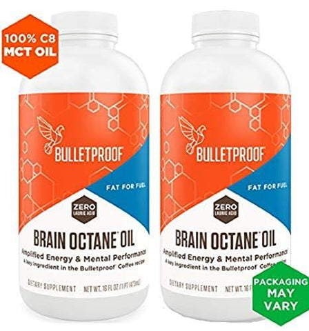 Bulletproof Brain Octane MCT Oil, Perfect for Keto and Paleo Diet, 100% Non-GMO Premium C8 Oil, Ketogenic Friendly, Responsibly Sourced from Coconuts Only, Made in the USA (2-Pack of 16oz)