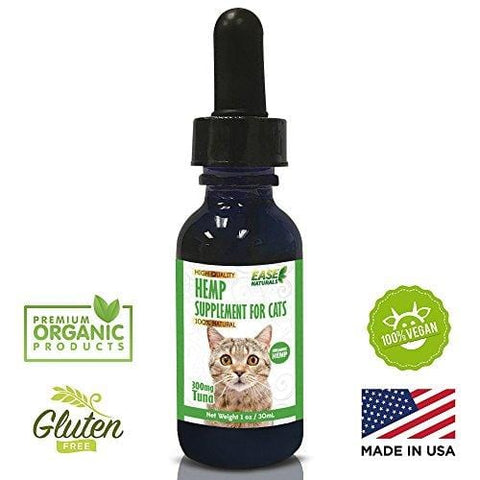 TUNA FLAVORED Organic Hemp Oil for Cats (300mg) - Composure, Anxiety and Joint Pain Relief, Reduce Inflammation, Healthy Skin and Coat & Supports Overall Health - Bursting Nutrients - Made in USA