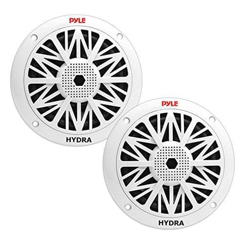 5.25 Inch Dual Marine Speakers - 2 Way Waterproof and Weather Resistant Outdoor Audio Stereo Sound System with 150 Watt Power, Poly Carbon Cone, Cloth Surround and Low Profile Design - 1 Pair - PLMR52