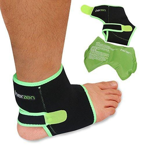 Inerzen Ankle Support Hot and Cold Gel Therapy Wrap - Includes Hot or Cold Gel Pack for Pain Relief - Microwavable, Freezable, Reusable (One Size Fits All)