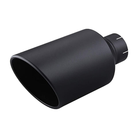 LCGP 4" Inlet 8" Outlet 15" Length, Clamp-On Diesel Exhaust Tip, Rolled End Angle Cut Black Tail Pipe