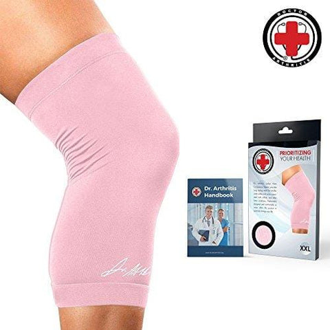 Doctor Developed Ladies Pink Knee Brace/Knee Compression Sleeve/Knee Support for Women & Doctor Written Handbook -Guaranteed Relief for Arthritis, Tendonitis, Injury Support, Running (XXX-Large)
