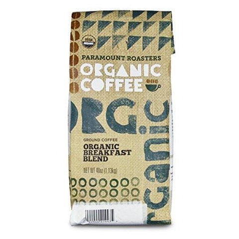 Certified Organic Coffee, Breakfast Blend, Medium Roast from Paramount Roasters, 40 oz, Ground, USDA Certified, Kosher Certified