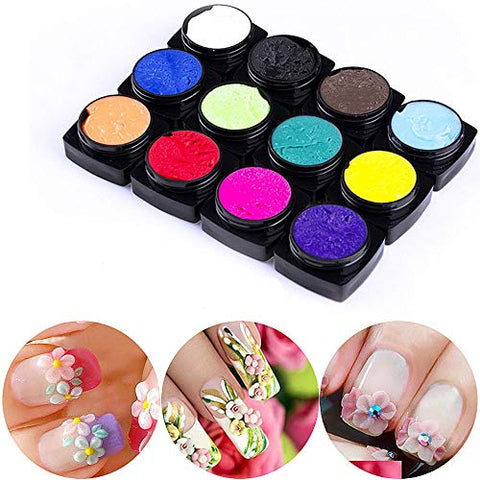 12 Color Carved Patterns 3D Nail Gel Varnish Plasticine For Nails Carved Gel For Modeling Sculpture Gel Paint Lacquer