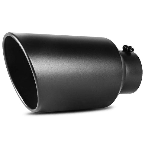 AUTOSAVER88 5 Inch Inlet Black Exhaust Tip, 5"x8"x15" Black Powder Coated Stainless Steel Diesel Exhaust Pipe Tail tip, Bolt/Clamp On Design.