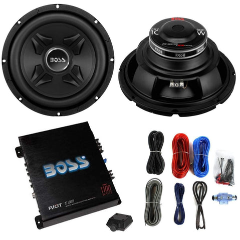 2) Boss CXX10 10" 1600W Car Audio Power Subwoofer Sub+ Mono Amplifier+Amp Kit