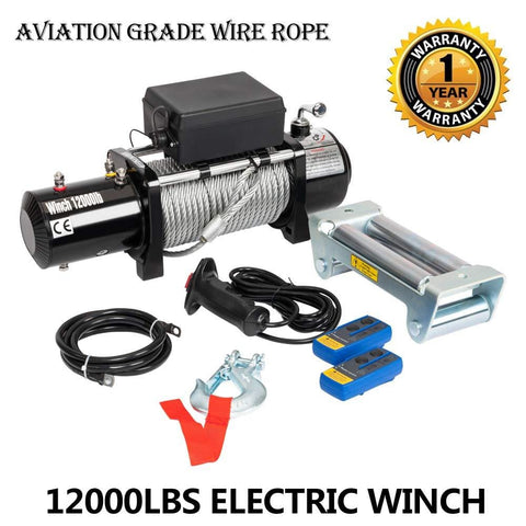 12000lbs 12V Electric Recovery Winch with Wireless Remote Towing fit for Truck SUV ATV Trailers