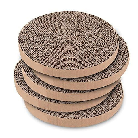 Best Pet Supplies, Inc. Scratch and Spin Replacement Pads (5 Pack) fits Turbo Scratcher – Round Cardboard Scratcher Refills for Cats