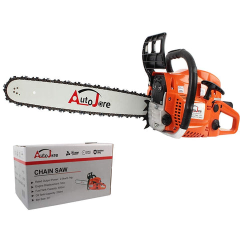 AUTOJARE New Gas Chainsaw,20'' Bar 52cc Gas Powered Chainsaw 2 Stroke Handed Petrol Gasoline Chain Saw for Cutting Wood