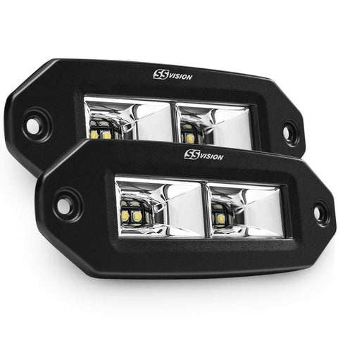 Flush Mount LED Pods, SS VISION 2Pcs 6.7 Inch 40W 3600LM Flood CREE LED Work Light Bar - Off Road Backup Reverse Lights for Jeep ATV UTV SUV Bumper Truck Boat
