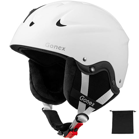 Gonex Ski Helmet - ASTM and CE Certified Safety Snowboard Snow Helmet for Men Women Youth - Winter ABS Anti-Shock with Adjustable Dial Sports Skiing Helmet (White M)