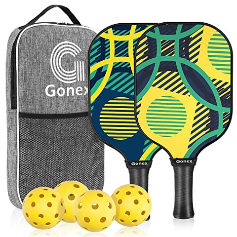 Gonex Pickleball Paddles Set of 2 Pickleball Rackets Honeycomb Composite Core Pickleball Equipment with 2 Pickleball Racquets, 4 Balls and 1 Carry Bag for Beginners to Professional