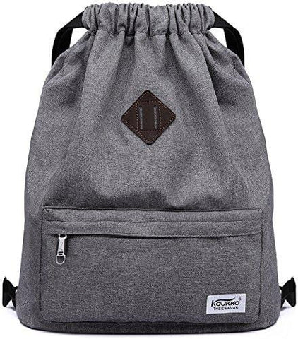 Drawstring Sports Backpack Lightweight Gym Yoga Sackpack Shoulder Rucksack for Men and Women-Dark Grey