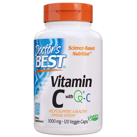 Doctor's Best Vitamin C with Quali-C 1000 mg, Non-GMO, Vegan, Gluten Free, Soy Free, Sourced from Scotland, 120 Veggie Caps