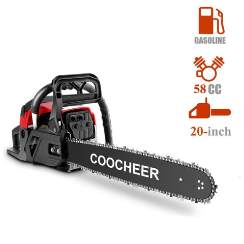 emdaot 58CC 20" Gas Powered Chainsaw 2 Stroke Handheld Gasoline Chain Saw with Tool Kit