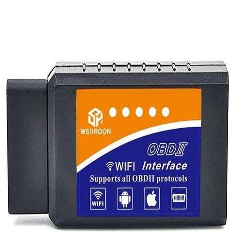 wsiiroon Black WiFi OBD 2, Wireless OBD2 Car Code Reader Scan, Scanner Adapter Check Engine Diagnostic Tool for iOS Apple iPhone iPad Air Mini iPod Touch & Andorid