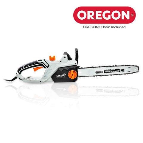 Ivation Electric Chainsaw 16-Inch 15.0 AMP with Auto oiling, Automatic Tension & Chain Break,Corded, Powerful Oregon Chain, Includes Bonus Oil Bottle