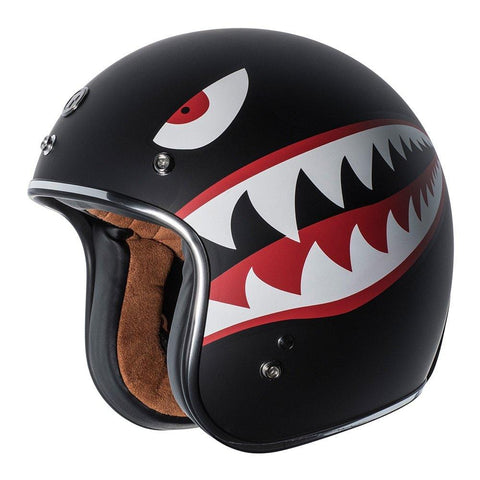 TORC T50 Route 66 3/4 Helmet with 'Flying Tiger' Graphic (Flat Black, Large)