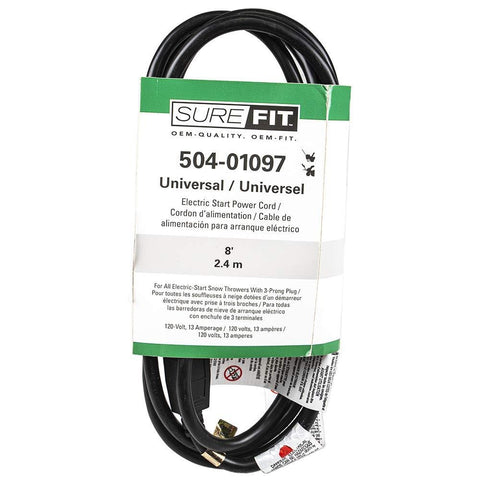 Surefit 8' Electric Start 120 Volt 13 Amp Starter Power Cord for Universal Fit Snow Blowers