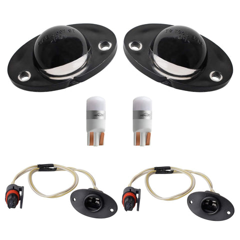 HERCOO LED License Plate Light Lens Rear Lamp Socket Wiring Harness Pigtail Black Housing Compatible with 1994 1995 1996 1997 1998 1999 2000 2001 2002 Dodge Ram 1500 2500 3500 Pickup Truck Step Bumper