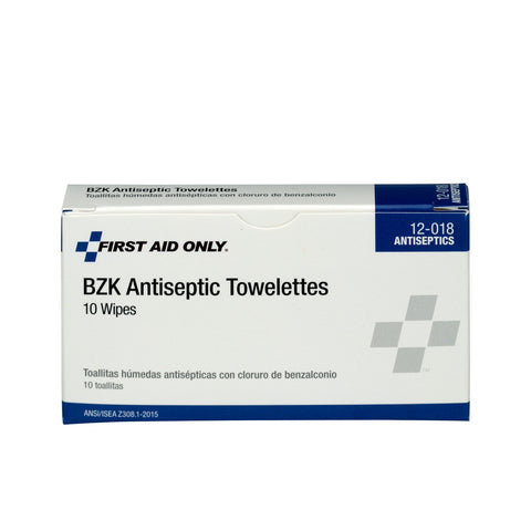 First Aid Only 12-018 Benzalkonium Chloride Antiseptic Towelette (Box of 10)