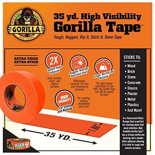 Gorilla Tape, High Visibility Duct Tape, 1.88" x 35 yd, Blaze Orange, Ultra Pickleball