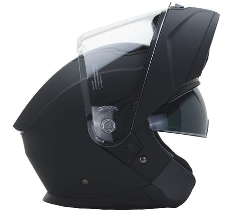 Vega Helmets Unisex-Adult Caldera Modular Motorcycle & Snowmobile Helmet 30% Larger Shield and Sunshield (Matte Black, Large)