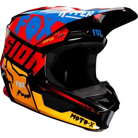 Fox Racing V1 Czar Youth Boys Off-Road Motorcycle Helmet - Black/Yellow/Medium