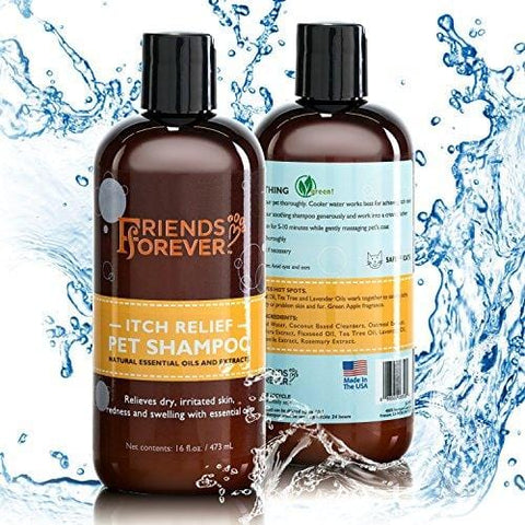 Friends Forever Natural Dog Shampoo for Dry Itchy Skin - Oatmeal Aloe Vera Pet Shampoo for Dog Wash with Flaxseed, Tea Tree and Lavender Oil