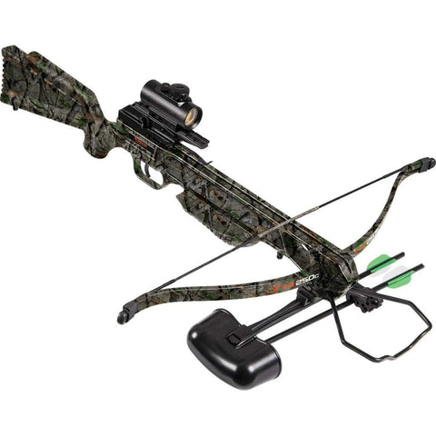 Wildgame Innovations XR250C Crossbow - Shoots 250 Feet Per Second Quiver, 2-18" Arrows, RCD & Red Dot Scope, Elude Camo