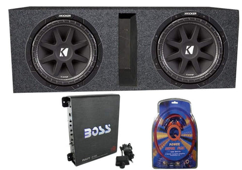 2) Kicker 43C104 10" 600 Watt Car Subwoofers + Box + 1100W Amplifier + Wire Kit