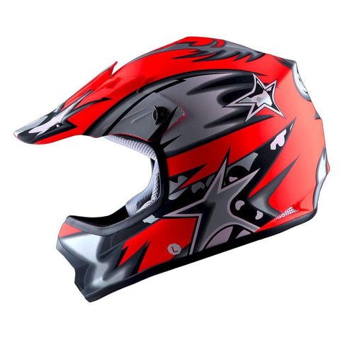 WOW Youth Kids Motocross BMX MX ATV Dirt Bike Helmet Star Matt Red