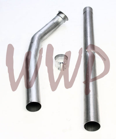 Performance Race Racing SS409 T409 Stainless Steel Off Road 4.00" Down Pipe Downpipe Replacement Exhaust Kit System For 2007-2012 Dodge Ram 2500 3500 Cummins 6.7L Turbo Diesel Pickup Truck
