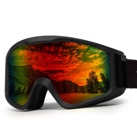 YEEONE Ski Snowboard Goggles Fit Over Glasses with Ski Mask, Anti Fog UV Protection Skating Goggles OTG Windproof Dual Lens Snow Goggles for Men Women