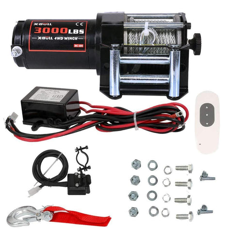 X-BULL 12V 3000LBS/1360kg Electric ATV Winch 2 Remote Wireles Control Steel Cable Boat ATV Kit