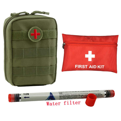 YASY 3 in 1 Survival Kit with Water Filter Camping Emergency First Aid Gear for Hiking Car with Waterproof Bag (3 in 1 Survival kit)