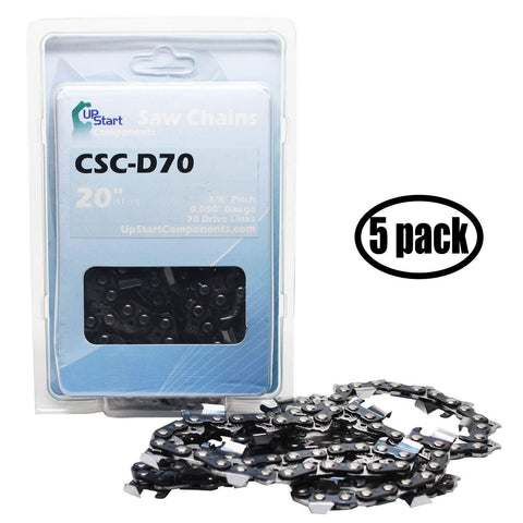UpStart Components 5-Pack 20" Full Chisel Saw Chain for Echo CS-590 Timberwolf Chainsaws - (20 inch, 3/8" Pitch, 0.050" Gauge, 70 Drive Links, CSC-D70)