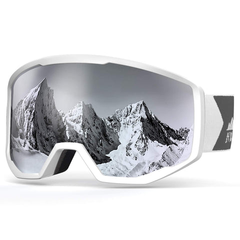 NXONE Ski Goggles for Men and Women, Anti-Fog Over Glasses Snowboard Goggles with UV Protection, Windproof Helmet Compatible Dual Lens Goggles-100% UV Protection