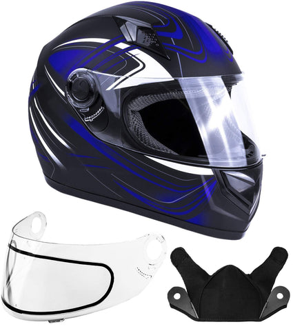 Typhoon Helmets Adult Full Face Snowmobile Helmet DOT (Blue, XL)
