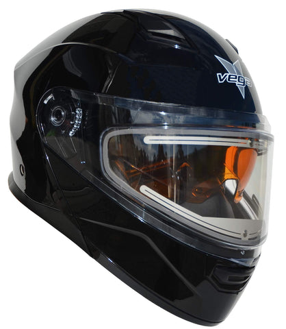 Vega Helmets Unisex-Adult Modular Caldera Electric Snow Snowmobile Helmet with 30% Larger Shield and Sunshield (Gloss Black, 3XL)