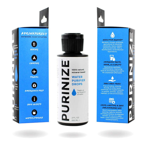 PURINIZE - The Best and Only Patented Natural Water Purifying Solution - Chemical Free Camping and Survival Water Purification (2 oz)