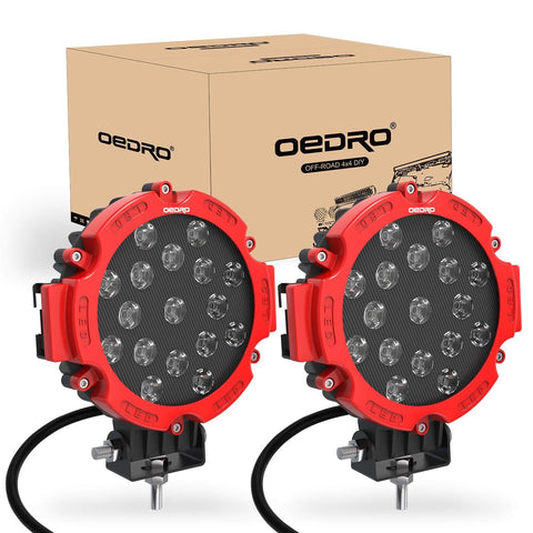 OEDRO 7 Inches 51W 5100LM LED Light Bar, Round Spot Light Pods Off Road Driving Lights Fog Bumper Roof Light for Boat, Jeep, SUV, Truck, Hunters, Motorcycle, 2 years Warranty