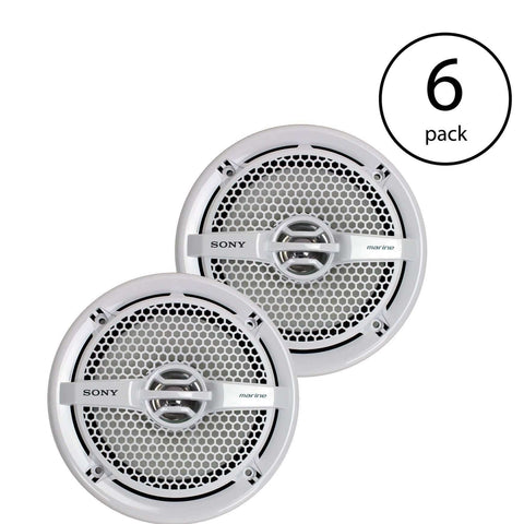 Sony XS-MP1611 6.5" 140 Watt Dual Cone Marine Speakers Stereo, Pair (6 Pack)